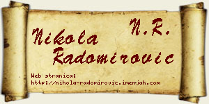 Nikola Radomirović vizit kartica